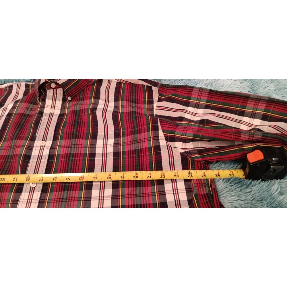 mens shirt size L Long Sleeve button up 90s y2k colorful plaid old money preppy - Picture 3 of 11